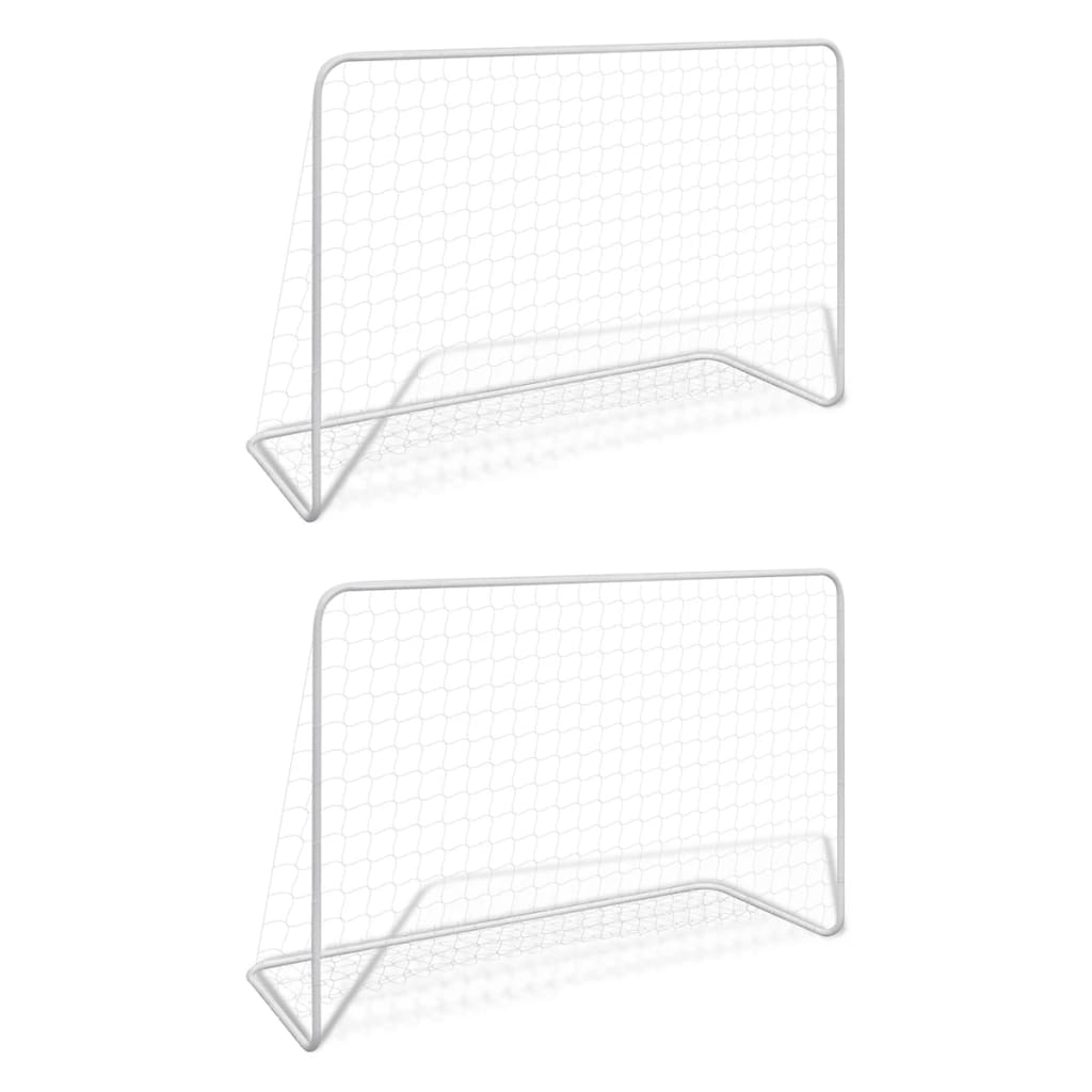 Soccer goals with nets 2 pcs. white 182x61x122 cm steel