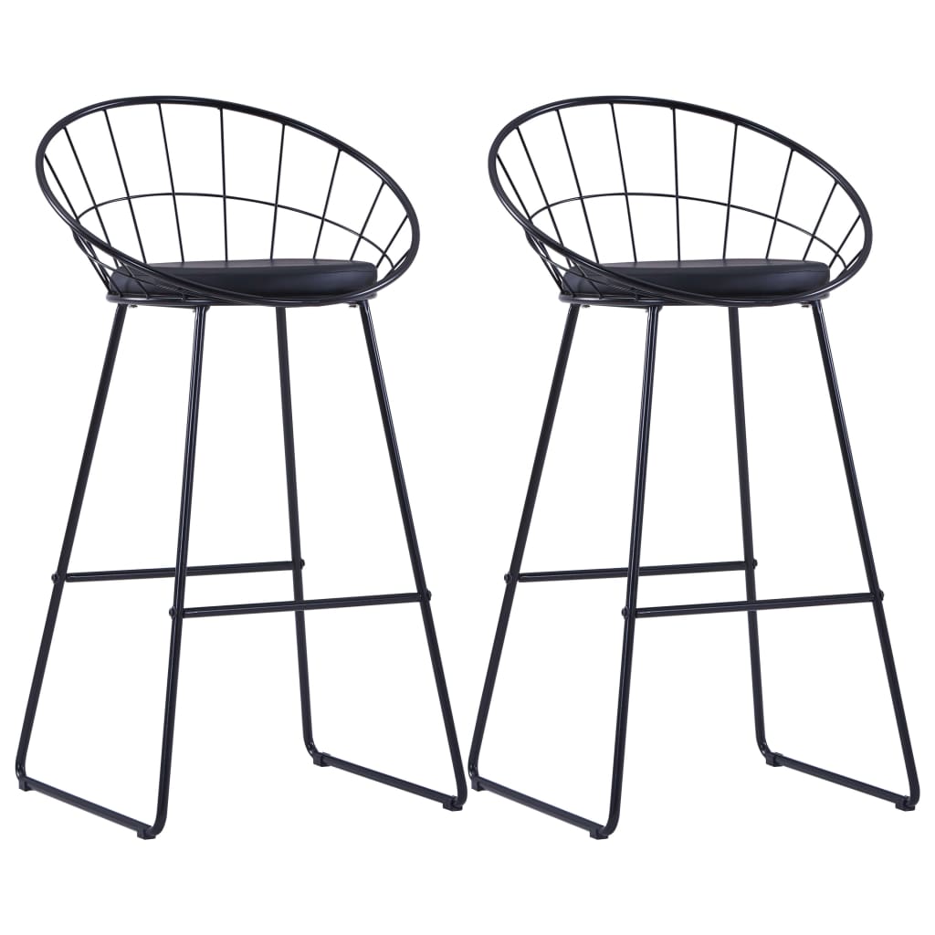 Bar stools, 2 pcs., black, ecological leather