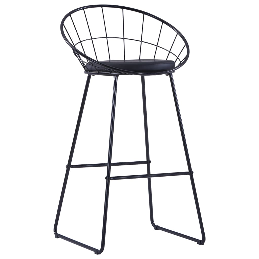 Bar stools, 2 pcs., black, ecological leather