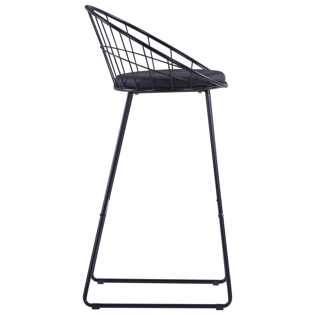 Bar stools, 2 pcs., black, ecological leather