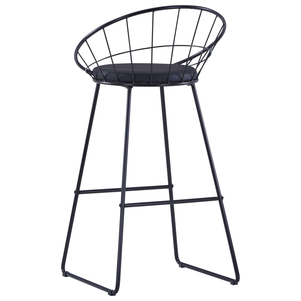 Bar stools, 2 pcs., black, ecological leather