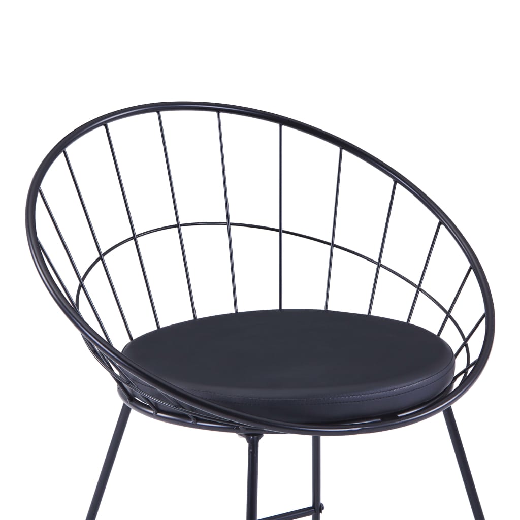 Bar stools, 2 pcs., black, ecological leather