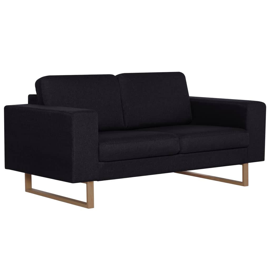 2-seater sofa, black, textile material