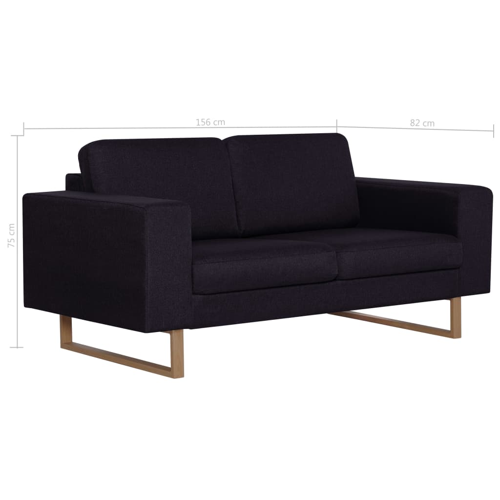 2-seater sofa, black, textile material
