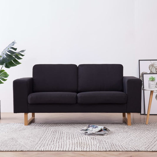 2-seater sofa, black, textile material