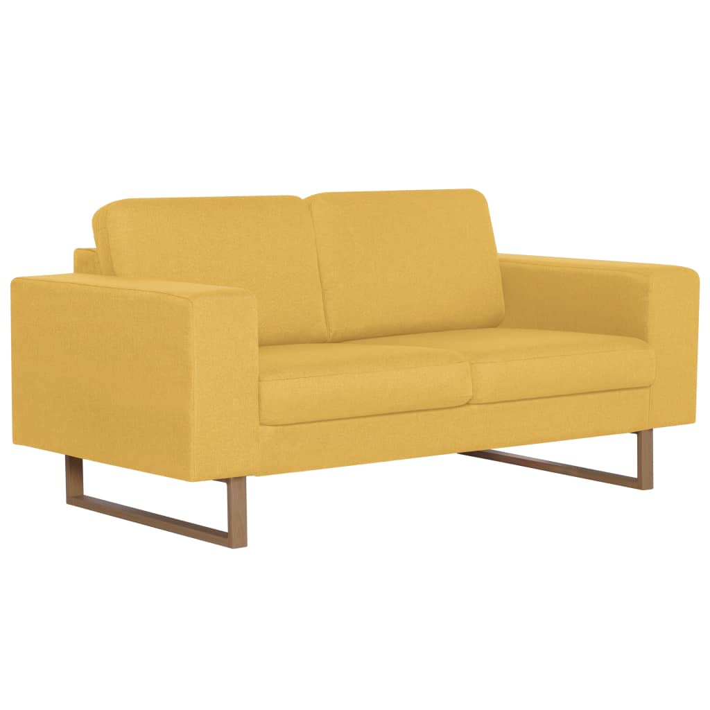 2-seater sofa, yellow, textile material