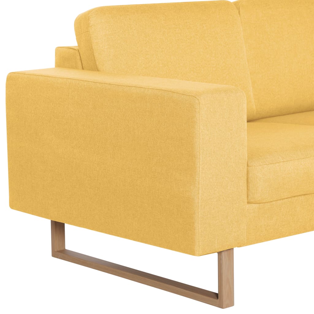 2-seater sofa, yellow, textile material