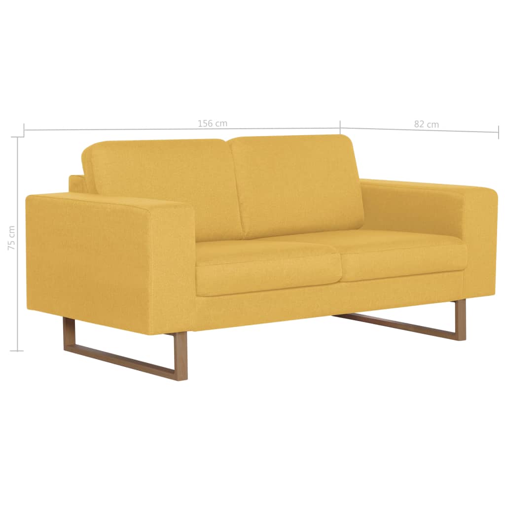 2-seater sofa, yellow, textile material