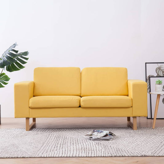 2-seater sofa, yellow, textile material