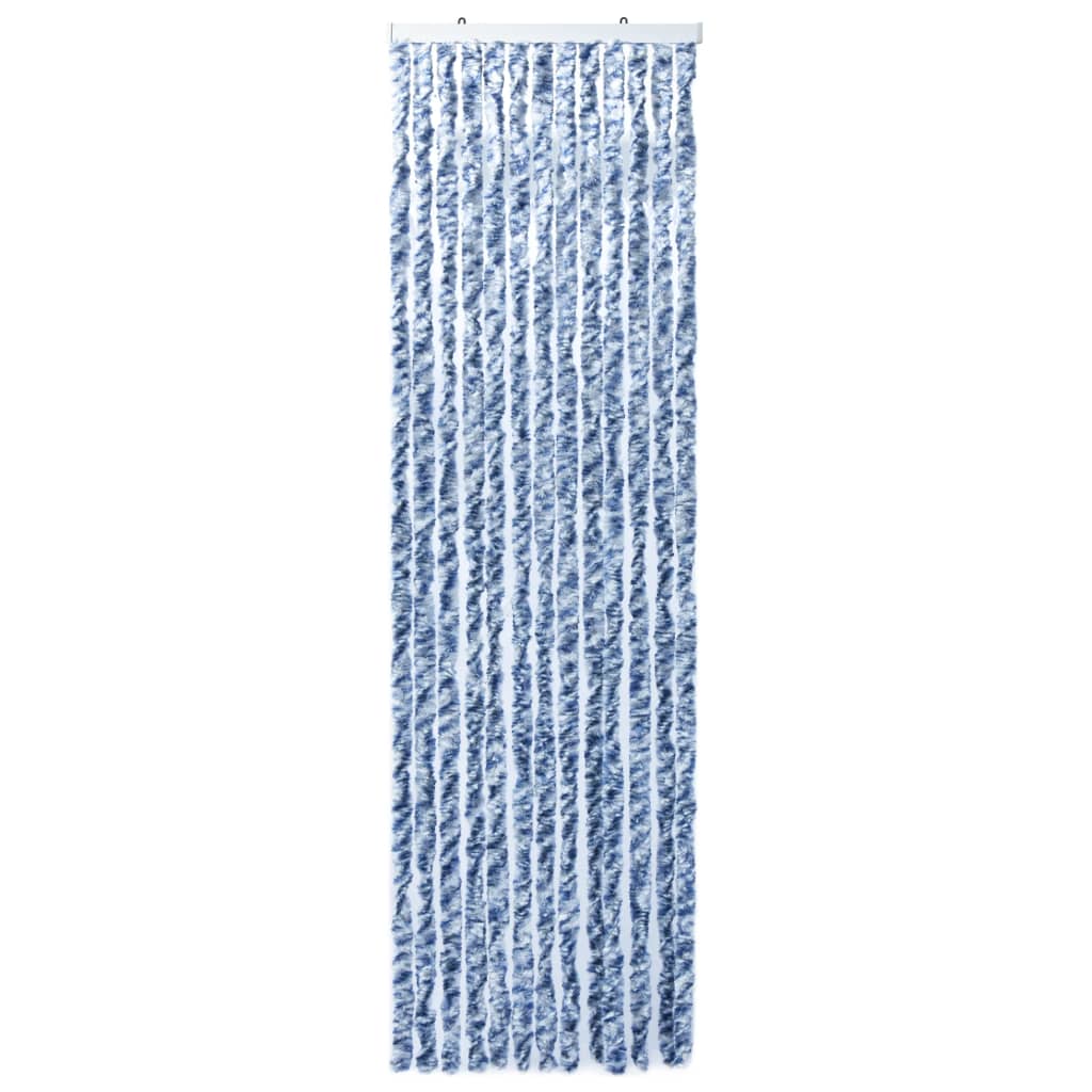 Insect curtain, blue, white, silver, 56x185 cm, Chenille