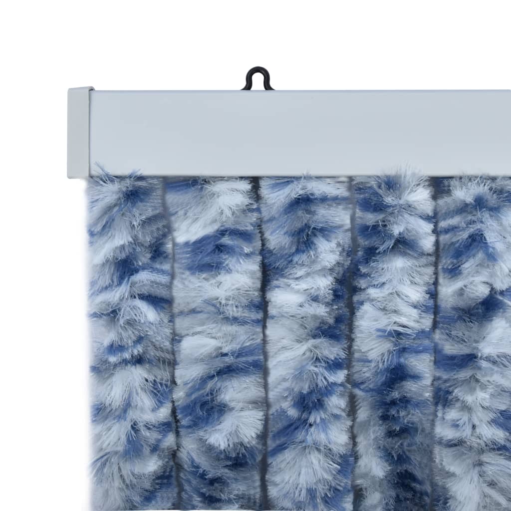 Insect curtain, blue, white, silver, 56x185 cm, Chenille