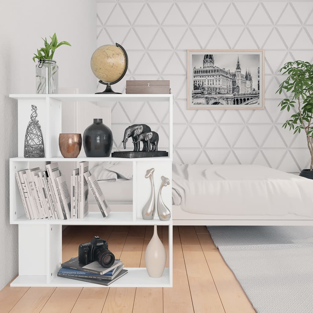Bibliotecă/Separator cameră, alb, 80x24x96 cm, lemn prelucrat