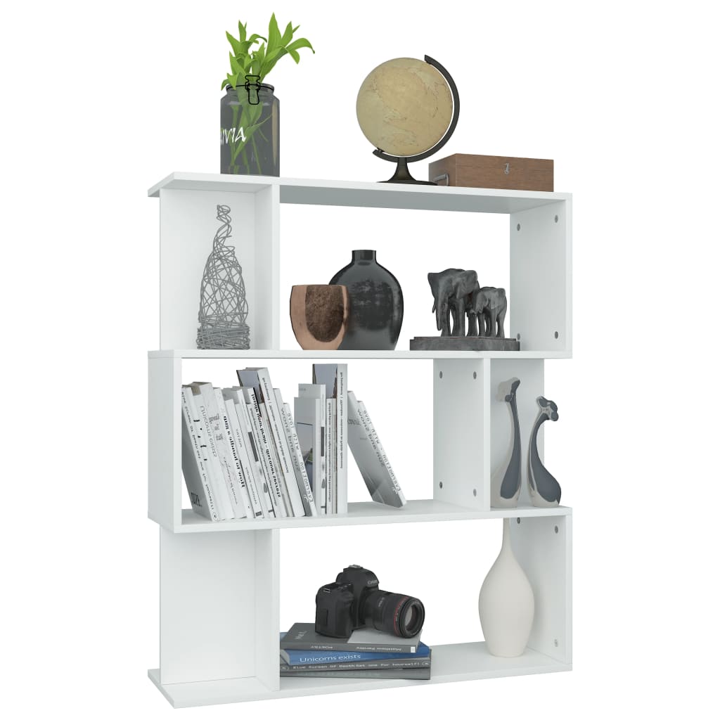 Bibliotecă/Separator cameră, alb, 80x24x96 cm, lemn prelucrat
