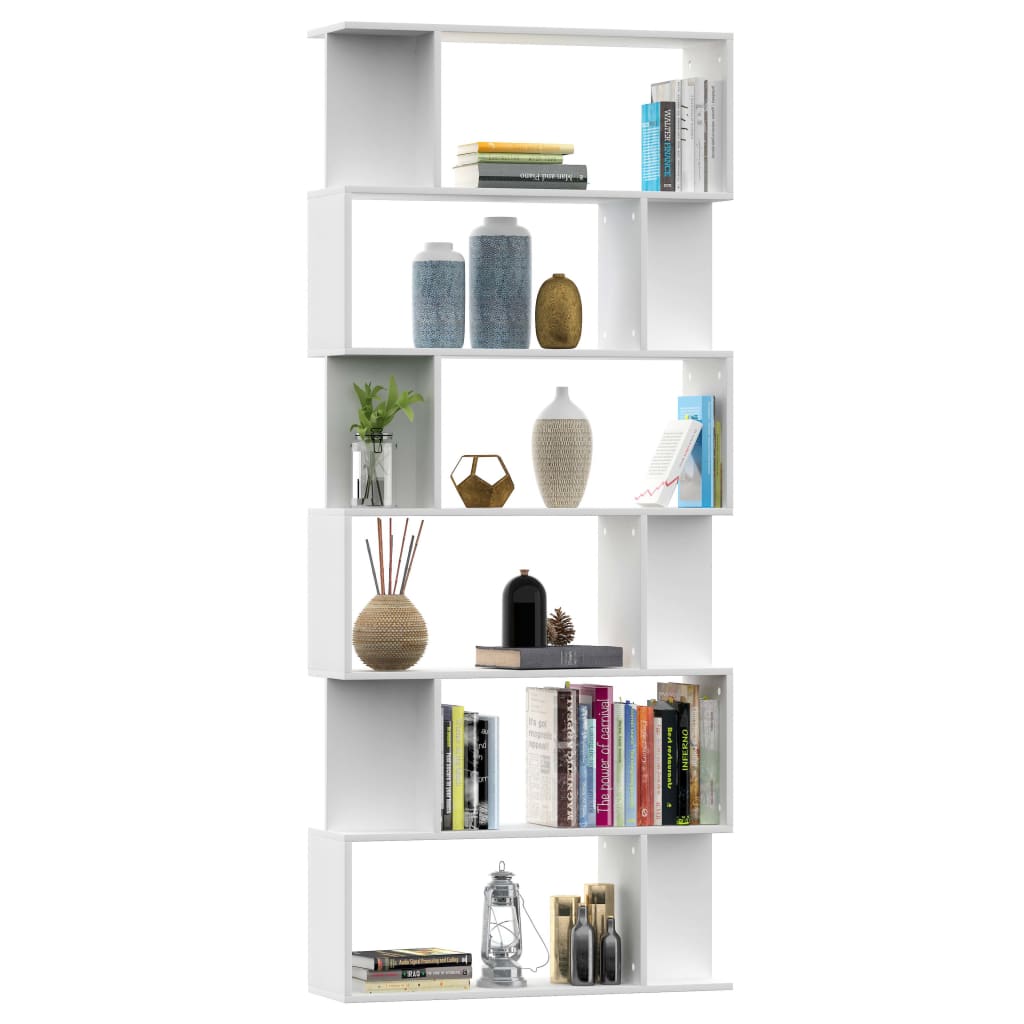 Bibliotecă/Separator cameră, alb, 80x24x192 cm, lemn prelucrat