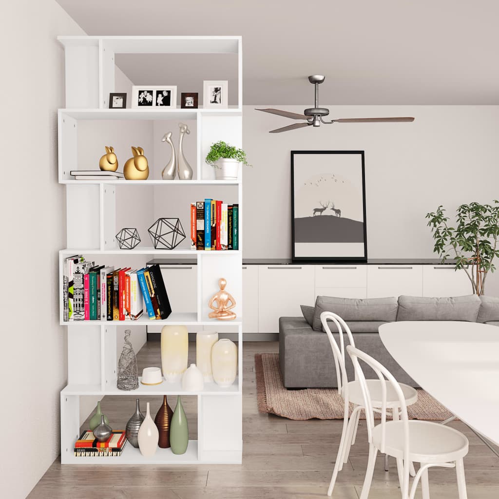 Bibliotecă/Separator cameră, alb, 80x24x192 cm, lemn prelucrat