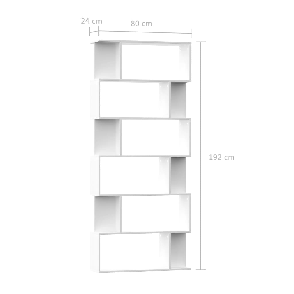 Bibliotecă/Separator cameră, alb, 80x24x192 cm, lemn prelucrat