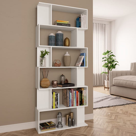 Bibliotecă/Separator cameră, alb, 80x24x192 cm, lemn prelucrat