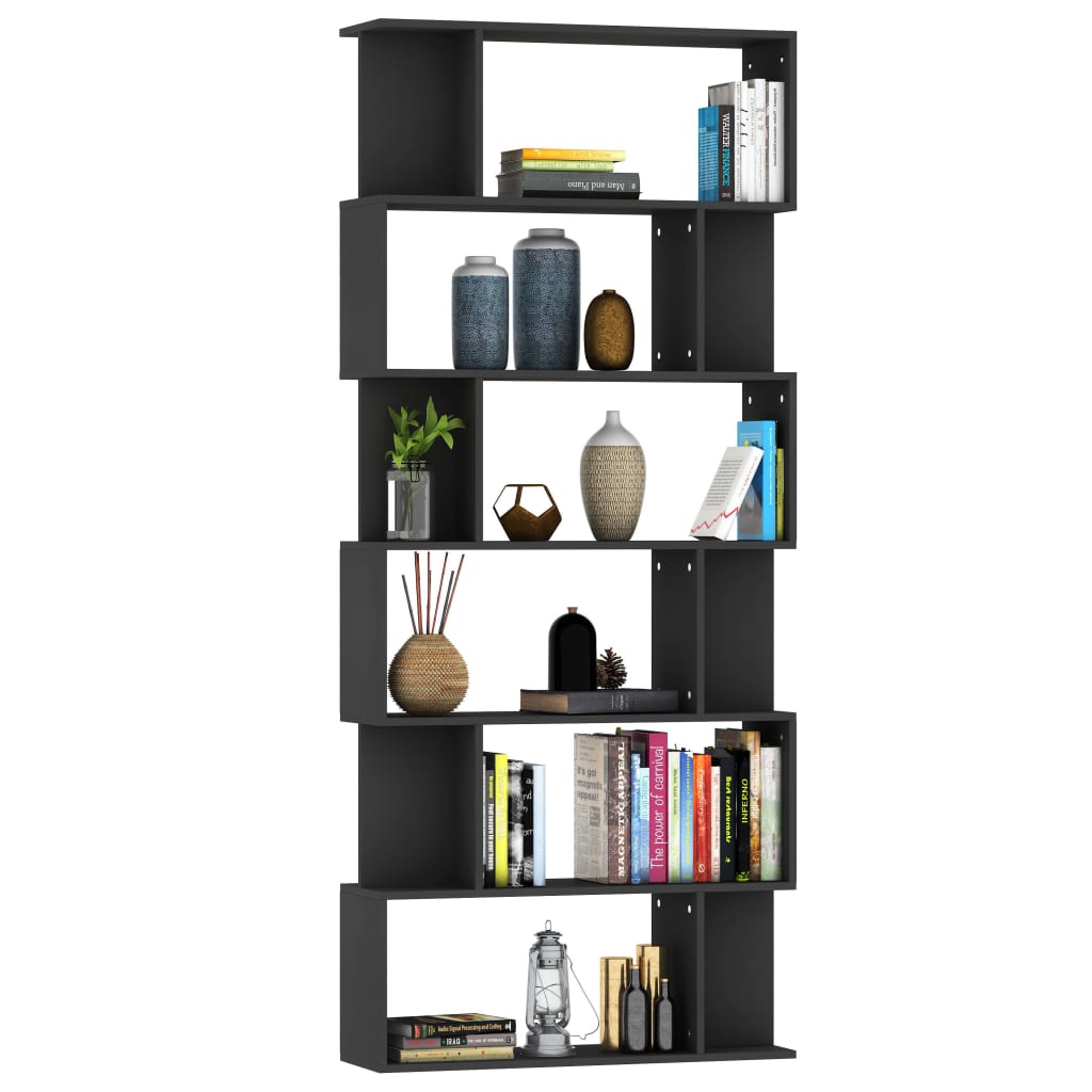 Bookcase/Room divider, black, 80 x 24 x 192 cm, chipboard