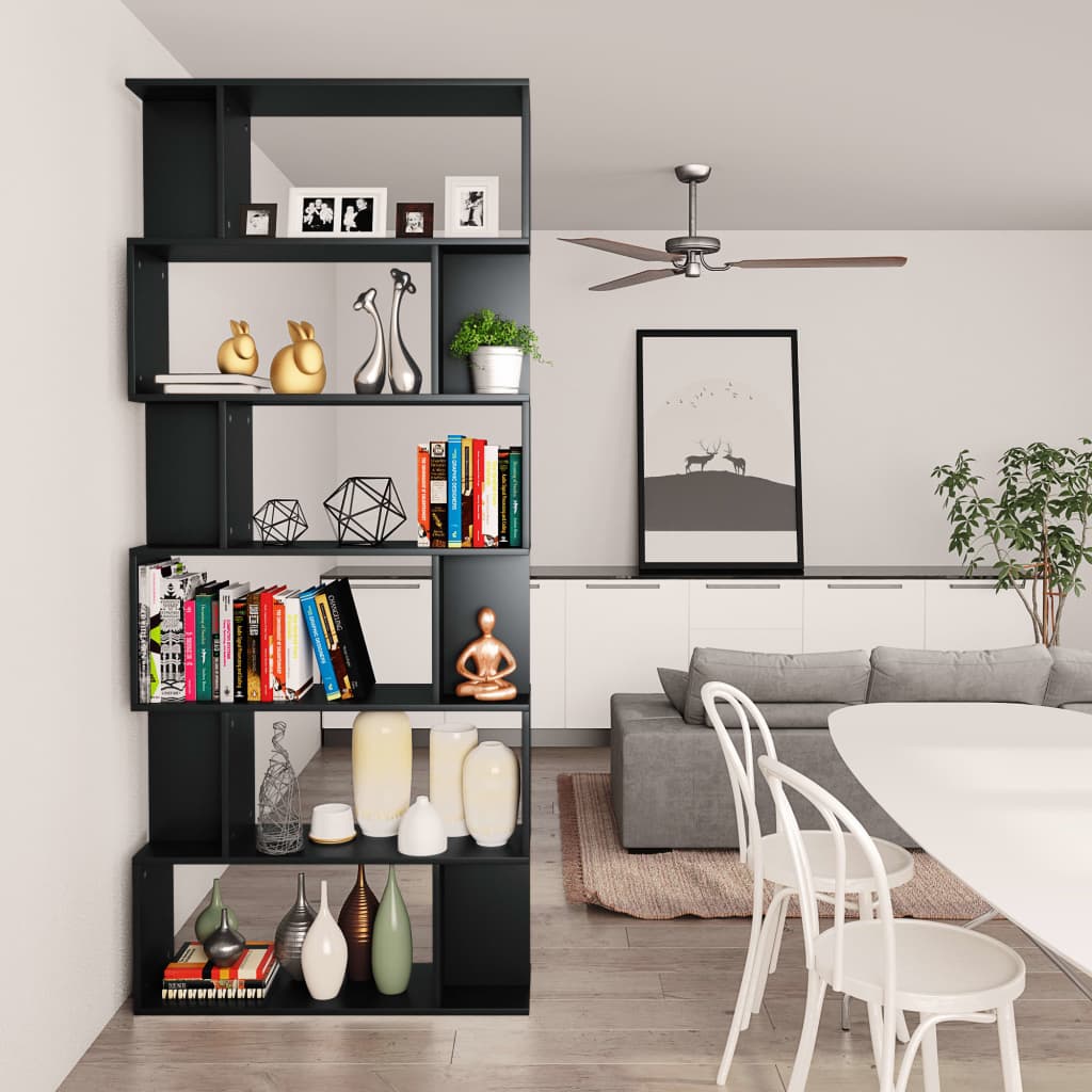 Bookcase/Room divider, black, 80 x 24 x 192 cm, chipboard