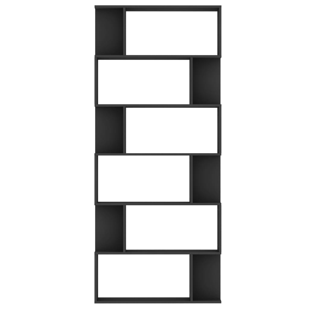 Bookcase/Room divider, black, 80 x 24 x 192 cm, chipboard