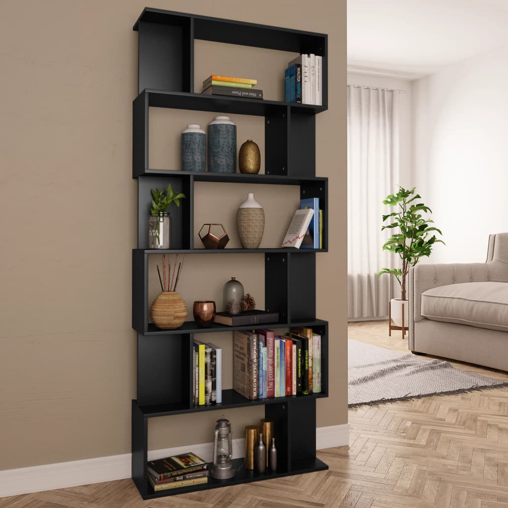 Bookcase/Room divider, black, 80 x 24 x 192 cm, chipboard