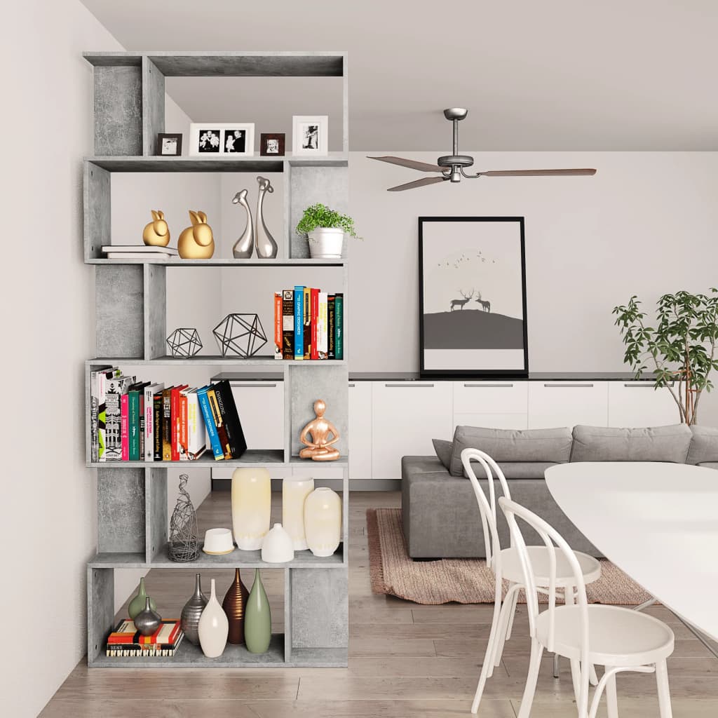 Bookcase/Room divider, concrete grey, 80 x 24 x 192 cm, chipboard