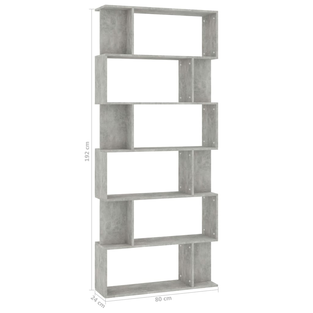 Bookcase/Room divider, concrete grey, 80 x 24 x 192 cm, chipboard