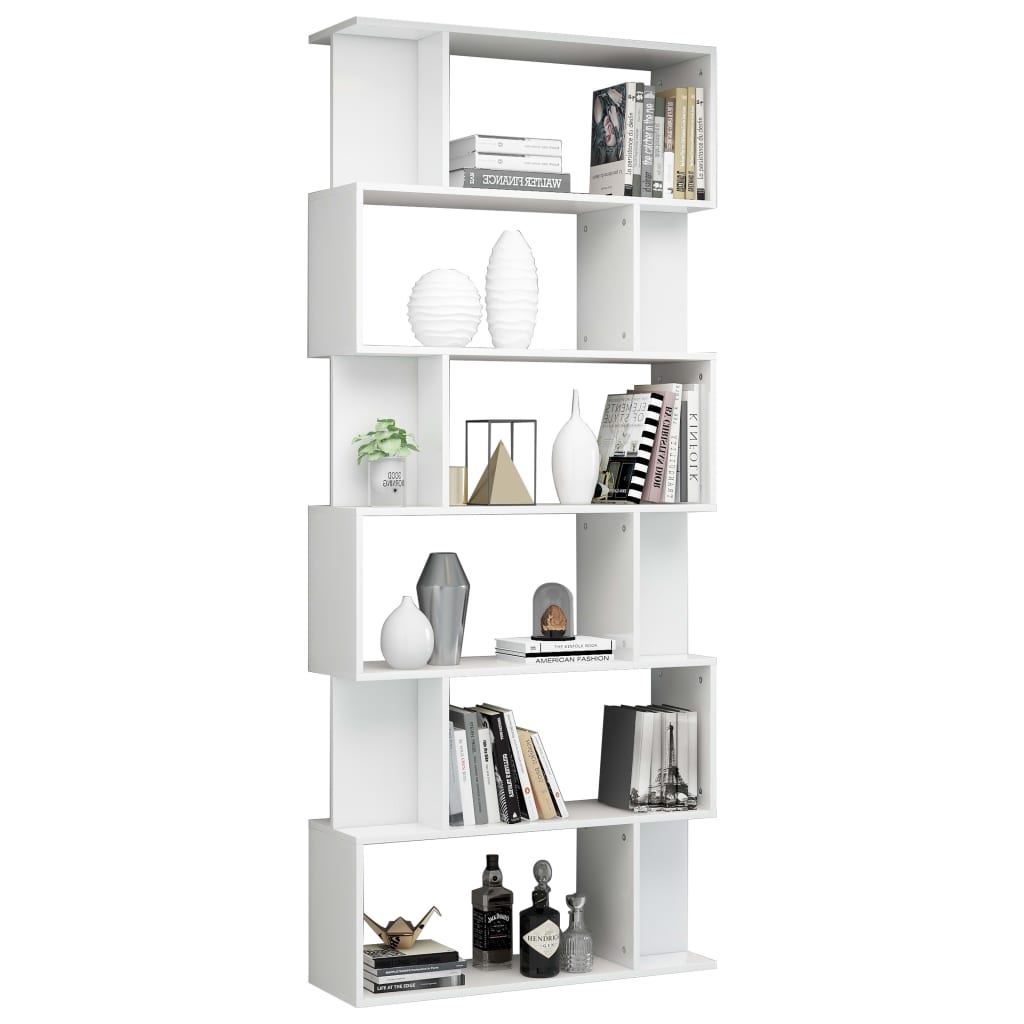 Bibliotecă/Separator cameră, alb extralucios, 80x24x192 cm, PAL