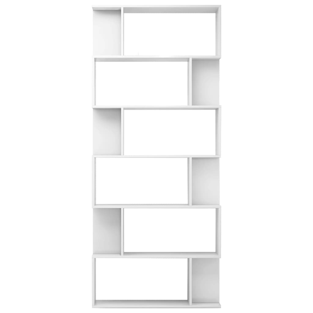 Bibliotecă/Separator cameră, alb extralucios, 80x24x192 cm, PAL