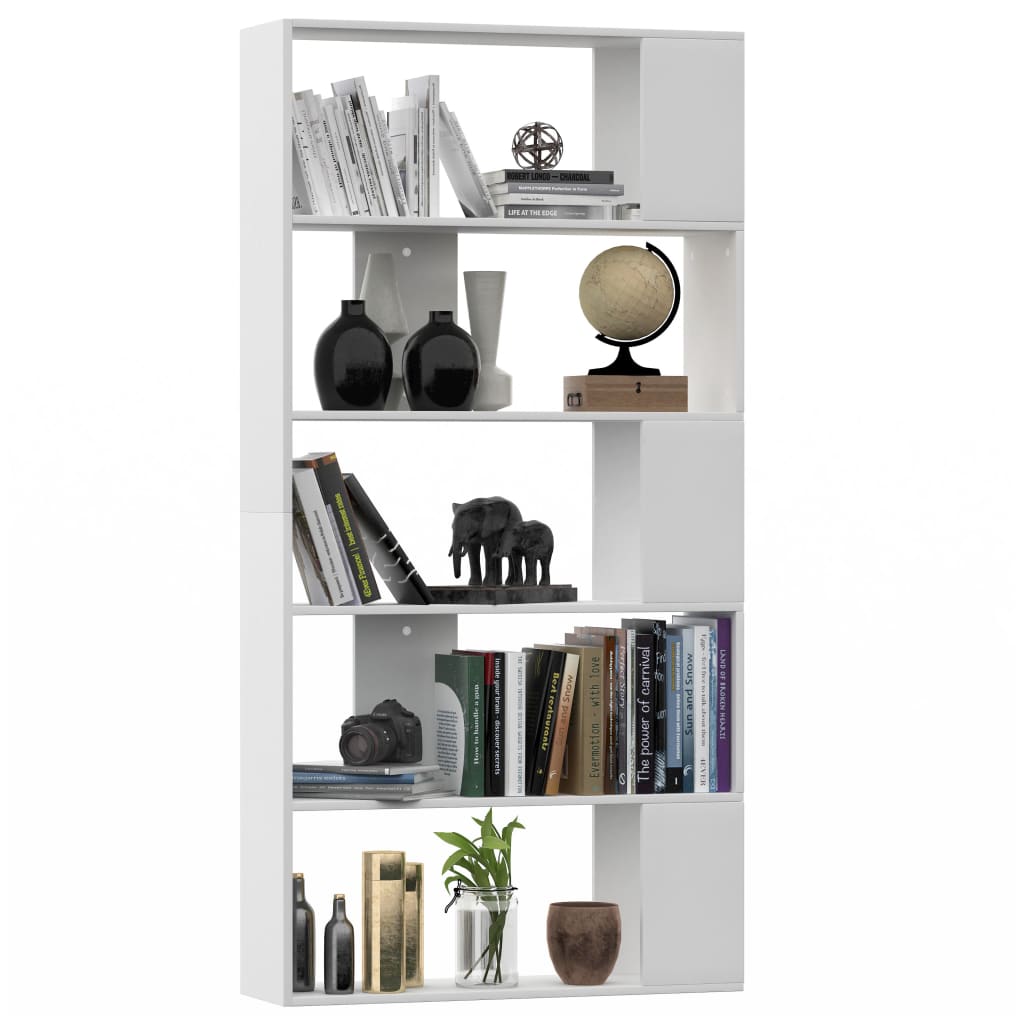 Bibliotecă/Separator cameră, alb, 80x24x159 cm, lemn prelucrat
