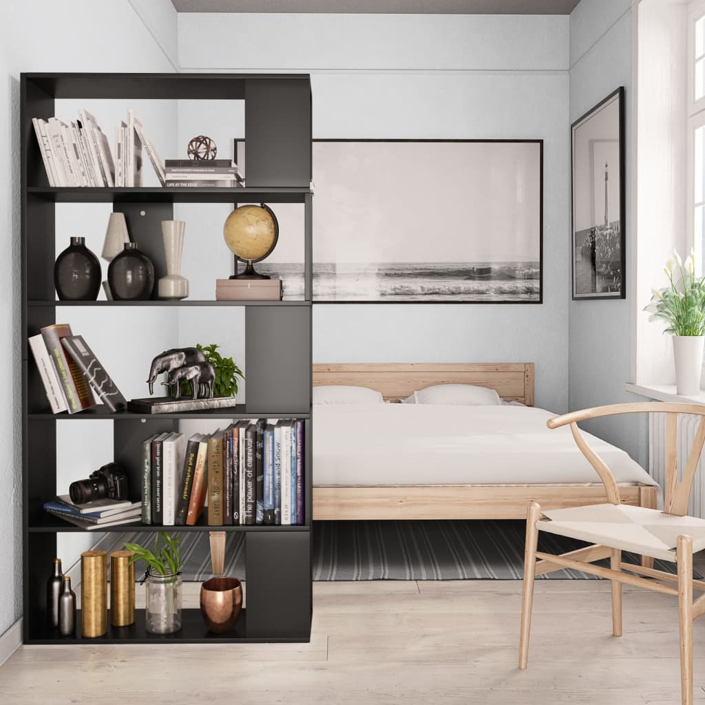 Bookcase/Room divider, black, 80x24x159 cm, chipboard