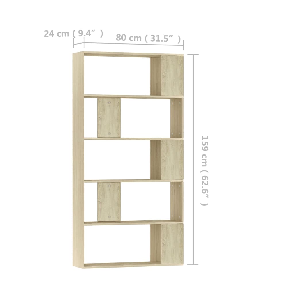 Bibliotecă/Separator, stejar sonoma 80x24x159 cm lemn prelucrat