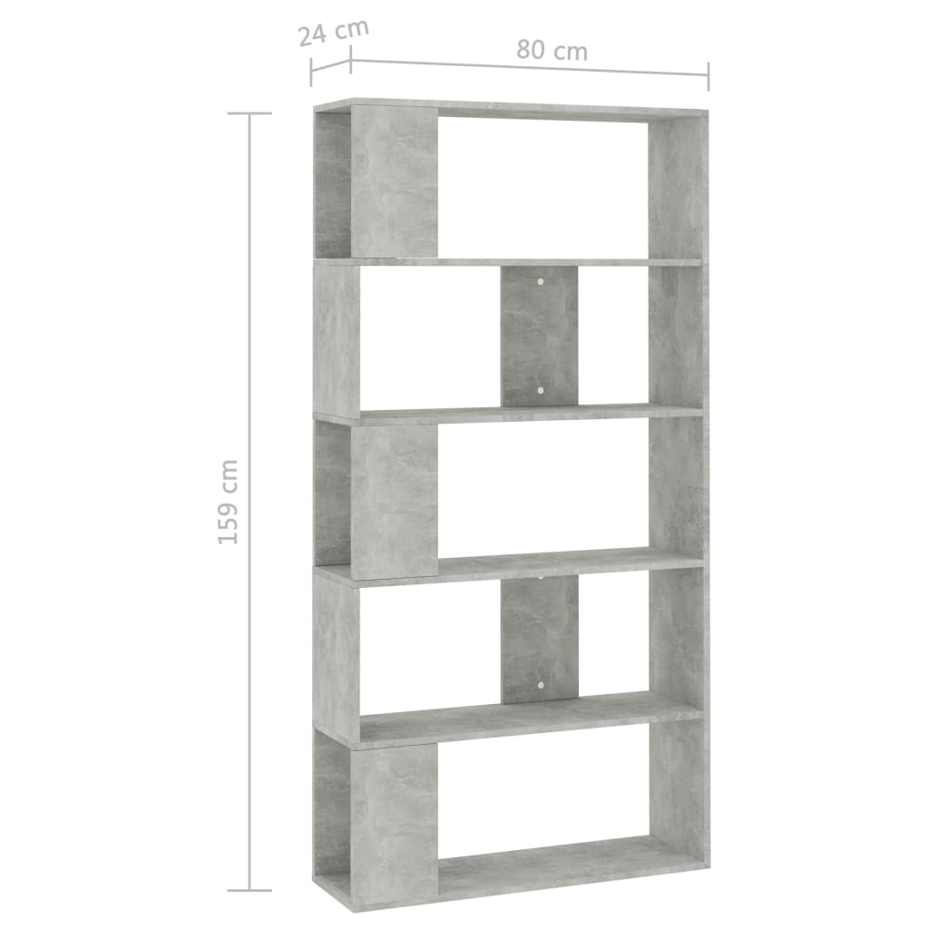 Bookcase/Room divider, concrete grey, 80 x 24 x 159 cm, chipboard