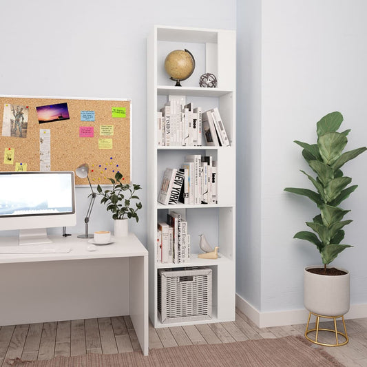 Bibliotecă/Separator cameră, alb, 45x24x159 cm, lemn prelucrat