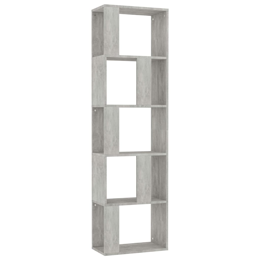 Bibliotecă/Separator, gri beton, 45x24x159 cm, lemn prelucrat