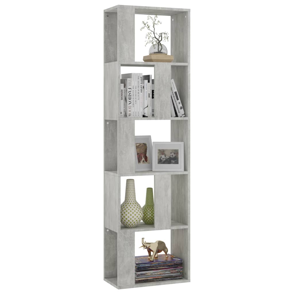 Bibliotecă/Separator, gri beton, 45x24x159 cm, lemn prelucrat