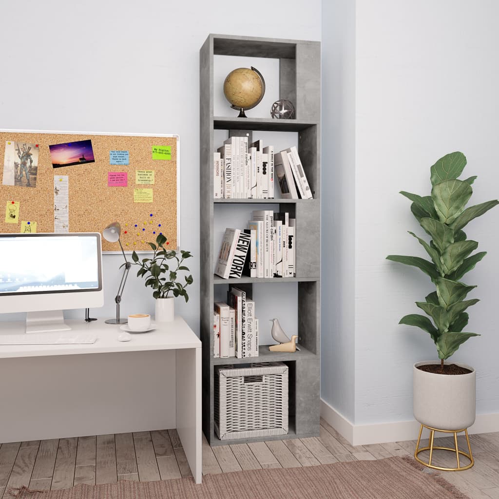 Bibliotecă/Separator, gri beton, 45x24x159 cm, lemn prelucrat