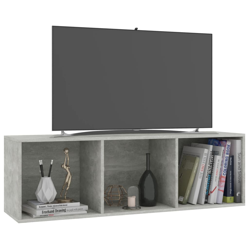 Bibliotecă/Dulap TV, gri beton, 36x30x114 cm, lemn prelucrat