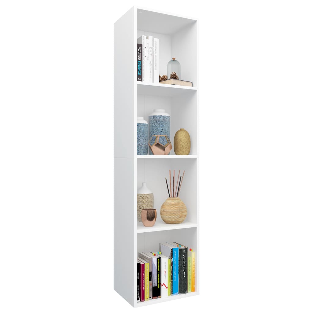 Bibliotecă/Dulap TV, alb, 36x30x143 cm, lemn prelucrat