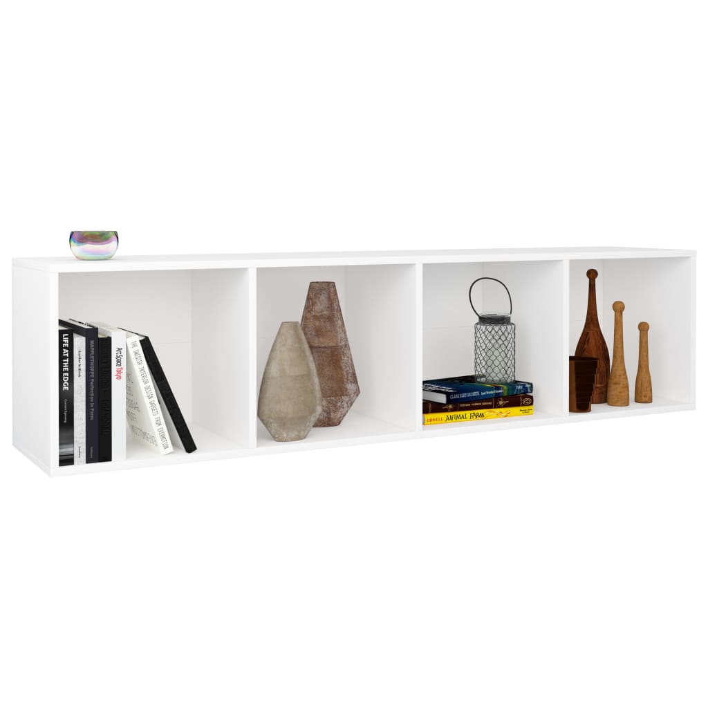 Bibliotecă/Dulap TV, alb, 36x30x143 cm, lemn prelucrat
