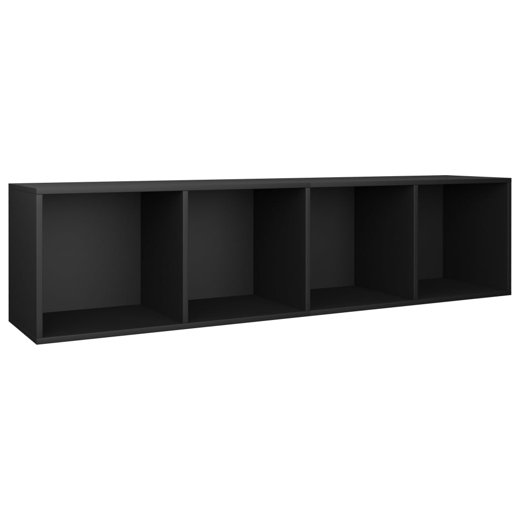 Bibliotecă/Dulap TV, negru, 36x30x143 cm, lemn prelucrat