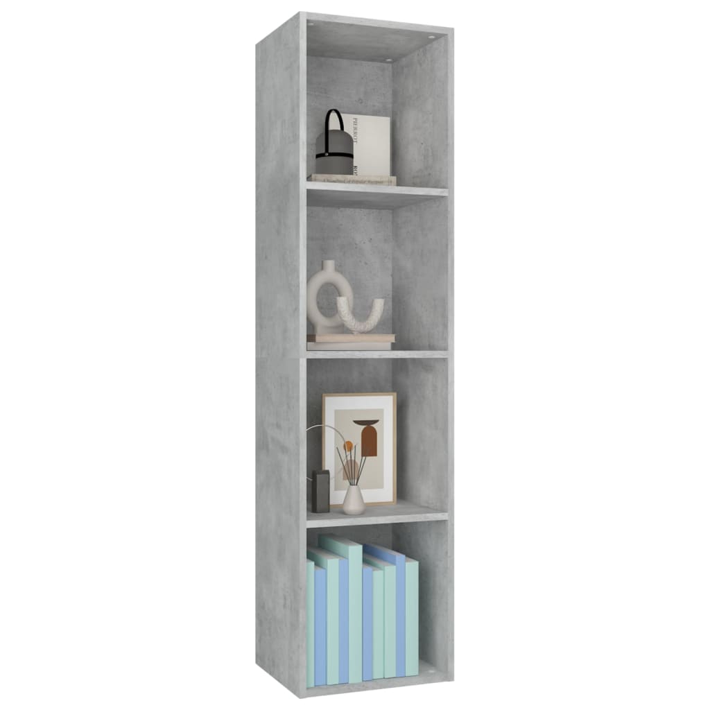 Bibliotecă/Dulap TV, gri beton, 36x30x143 cm, lemn prelucrat