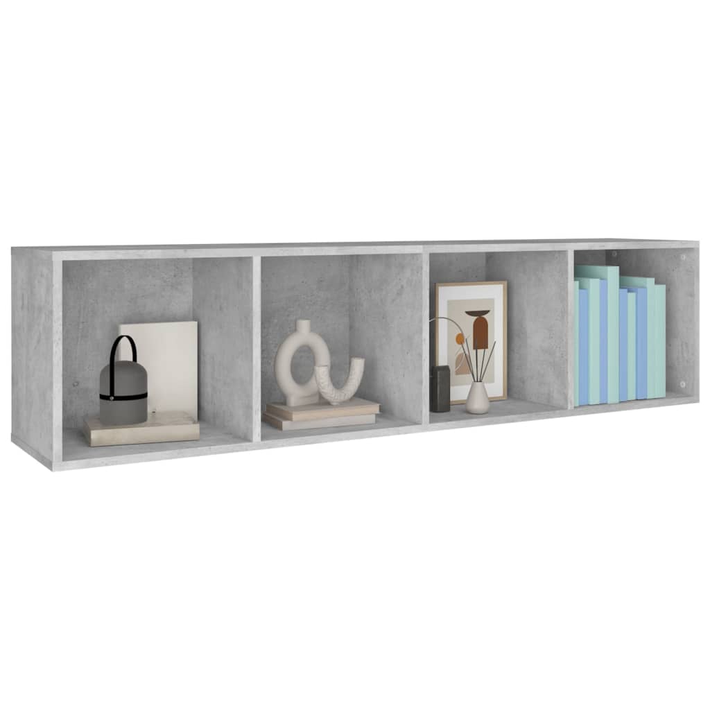 Bibliotecă/Dulap TV, gri beton, 36x30x143 cm, lemn prelucrat
