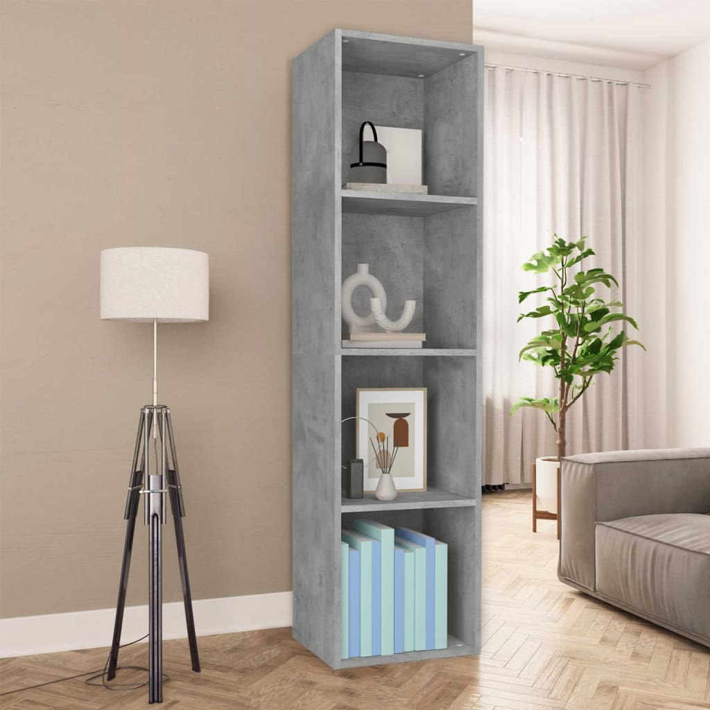 Bibliotecă/Dulap TV, gri beton, 36x30x143 cm, lemn prelucrat