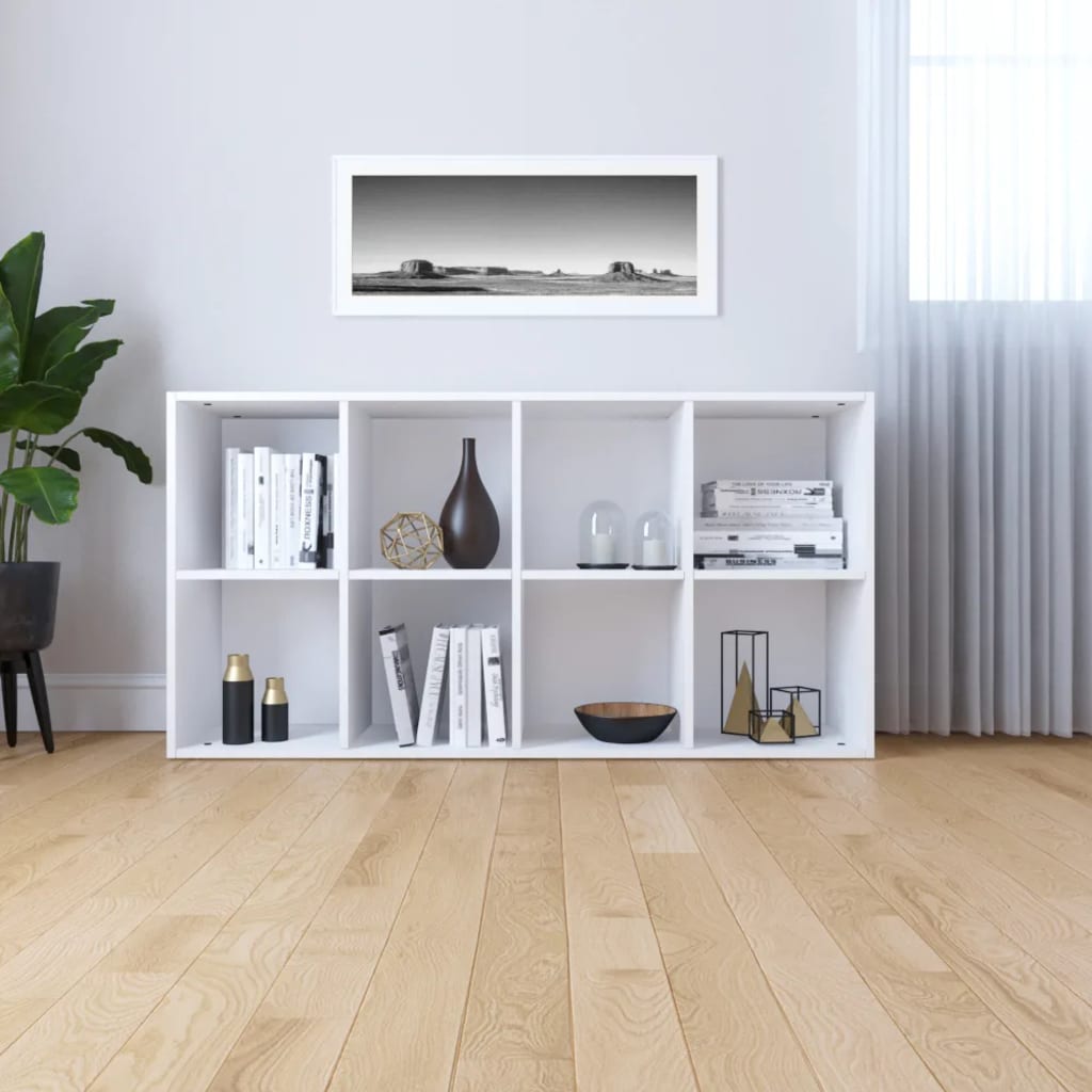 Bookcase/Sideboard, white, 66x30x130 cm, chipboard