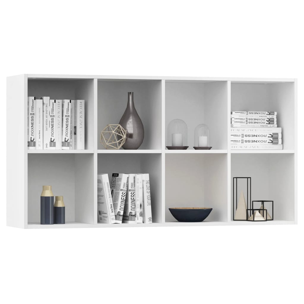 Bookcase/Sideboard, white, 66x30x130 cm, chipboard