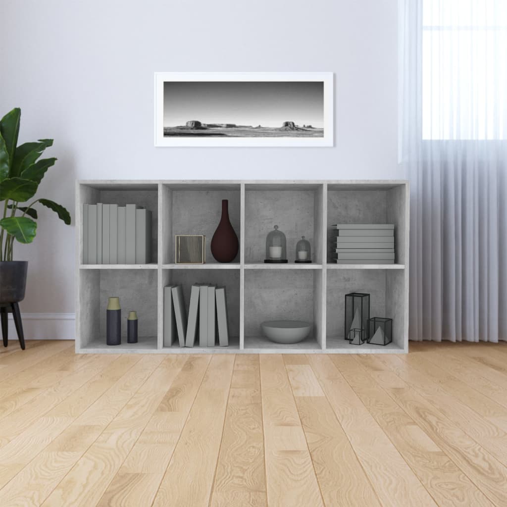 Bibliotecă/Dulap, gri beton, 66x30x130 cm, lemn prelucrat