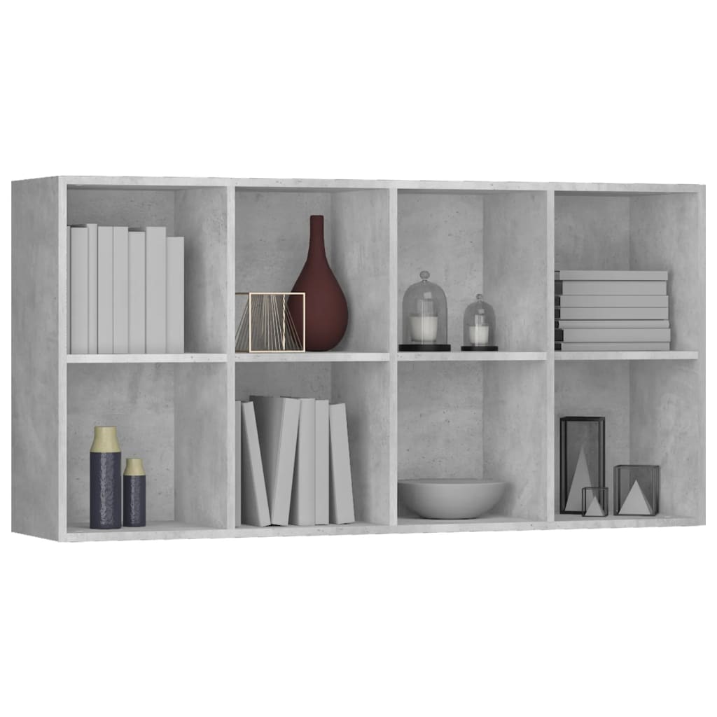 Bibliotecă/Dulap, gri beton, 66x30x130 cm, lemn prelucrat