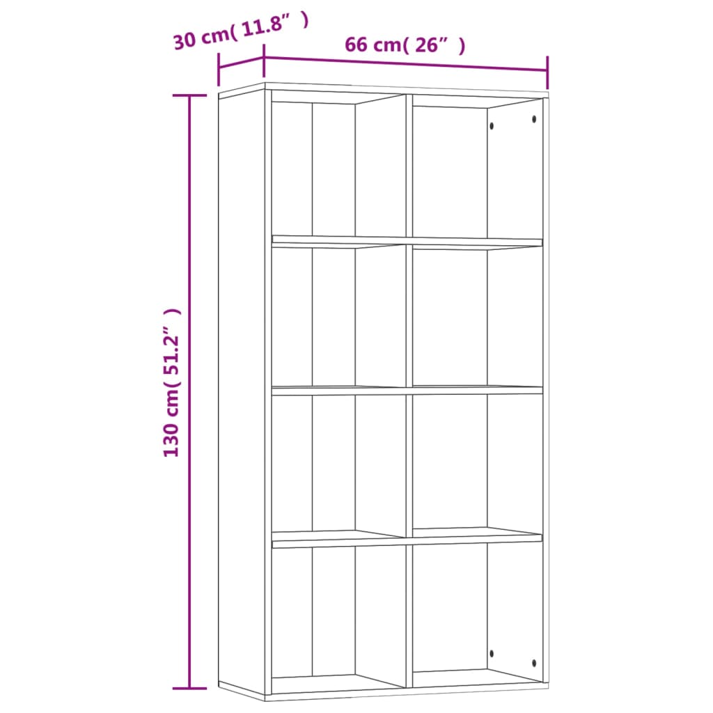 Bibliotecă/Dulap, gri beton, 66x30x130 cm, lemn prelucrat
