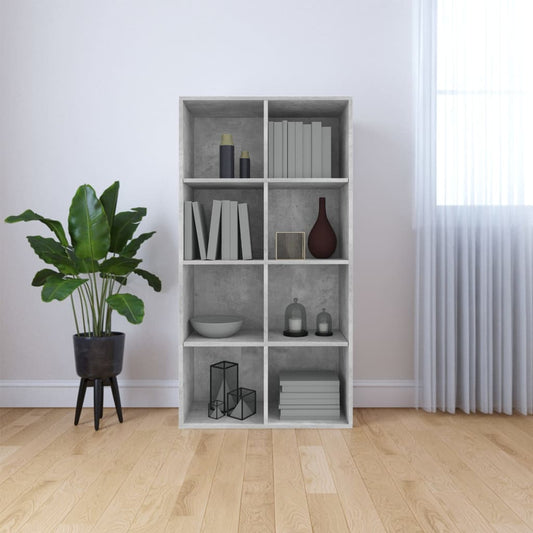 Bibliotecă/Dulap, gri beton, 66x30x130 cm, lemn prelucrat